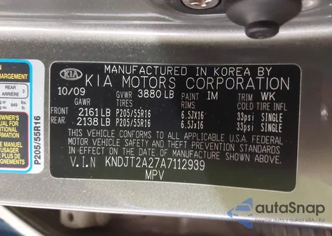 2010 Kia Soul + z USA, uszkodzony, nr VIN KNDJT2A27A7112939